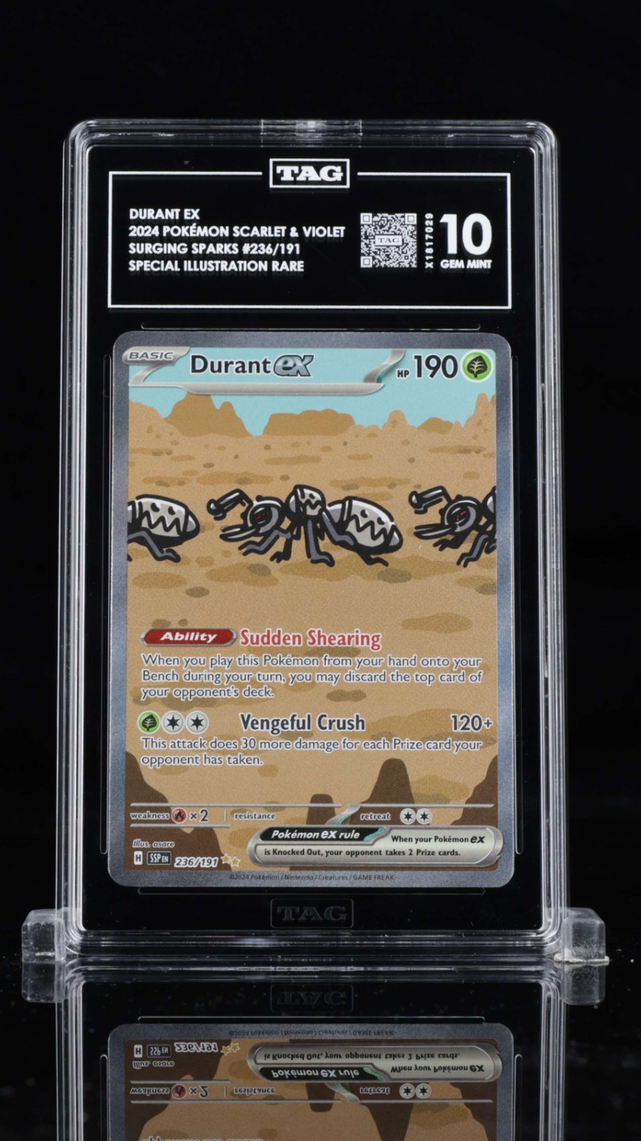 2024 Pokémon Surging Sparks Durant Ex #236/191 Special Illustration Rare TAG 10