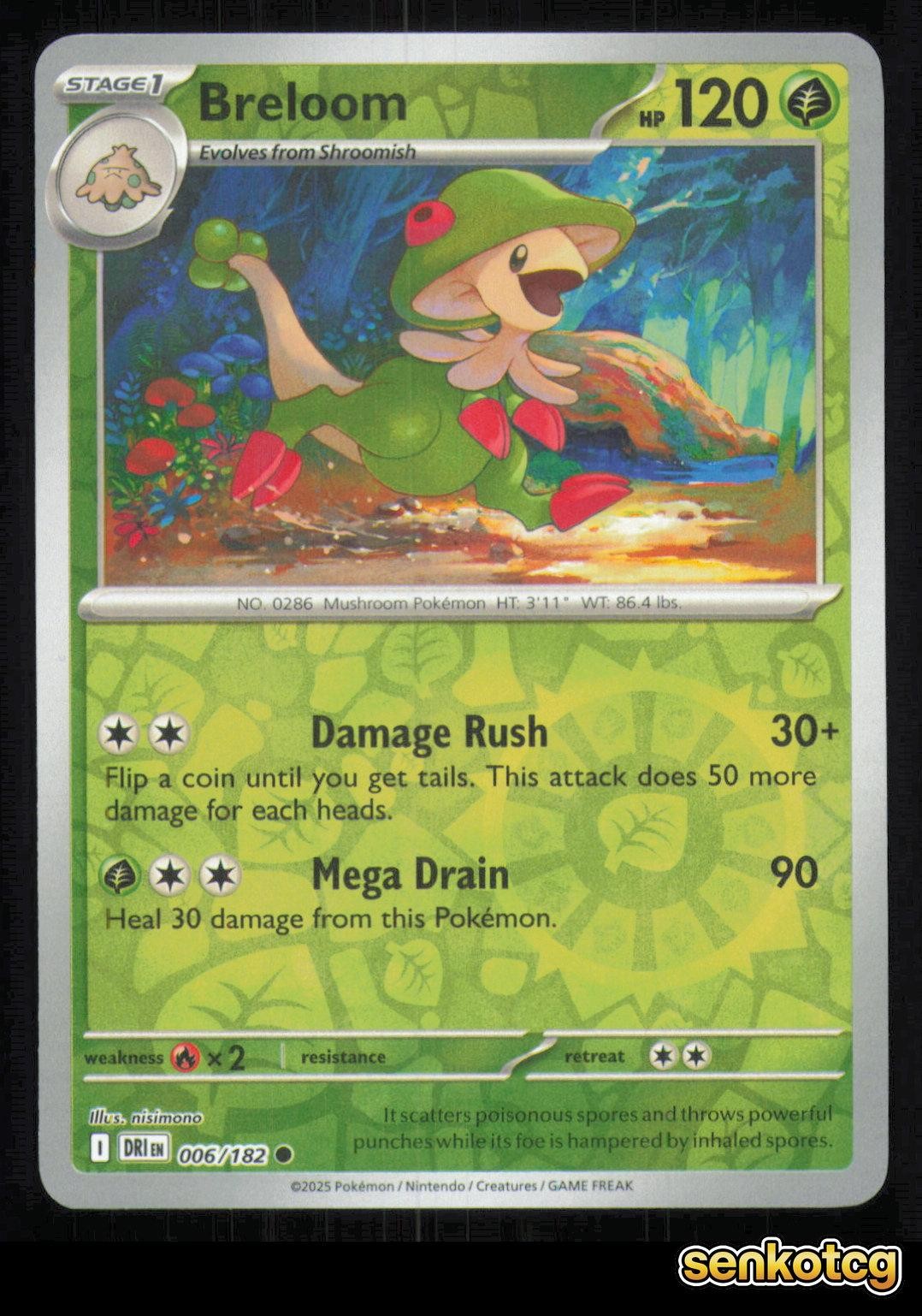 🎴 Breloom 006/182 Reverse Holo Destined Rivals NM 🎨 nisimono