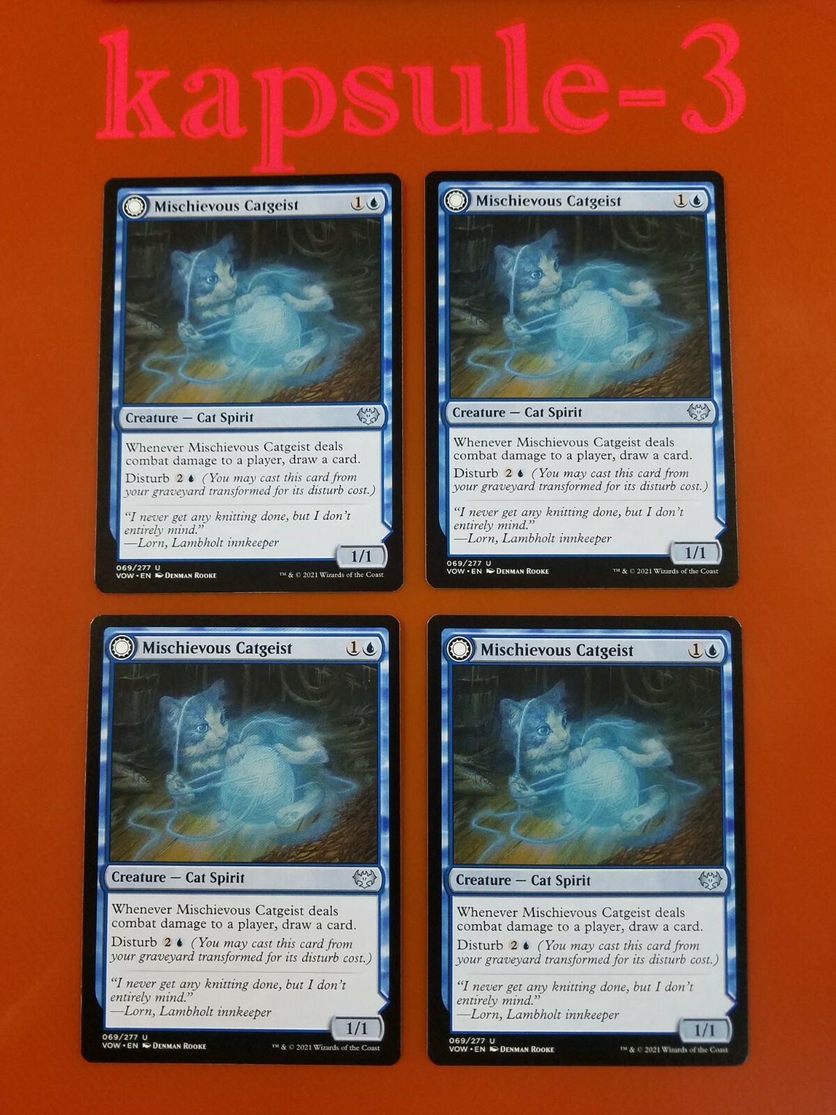 4x Mischievous Catgeist | Innistrad Crimson Vow | MTG Magic Cards
