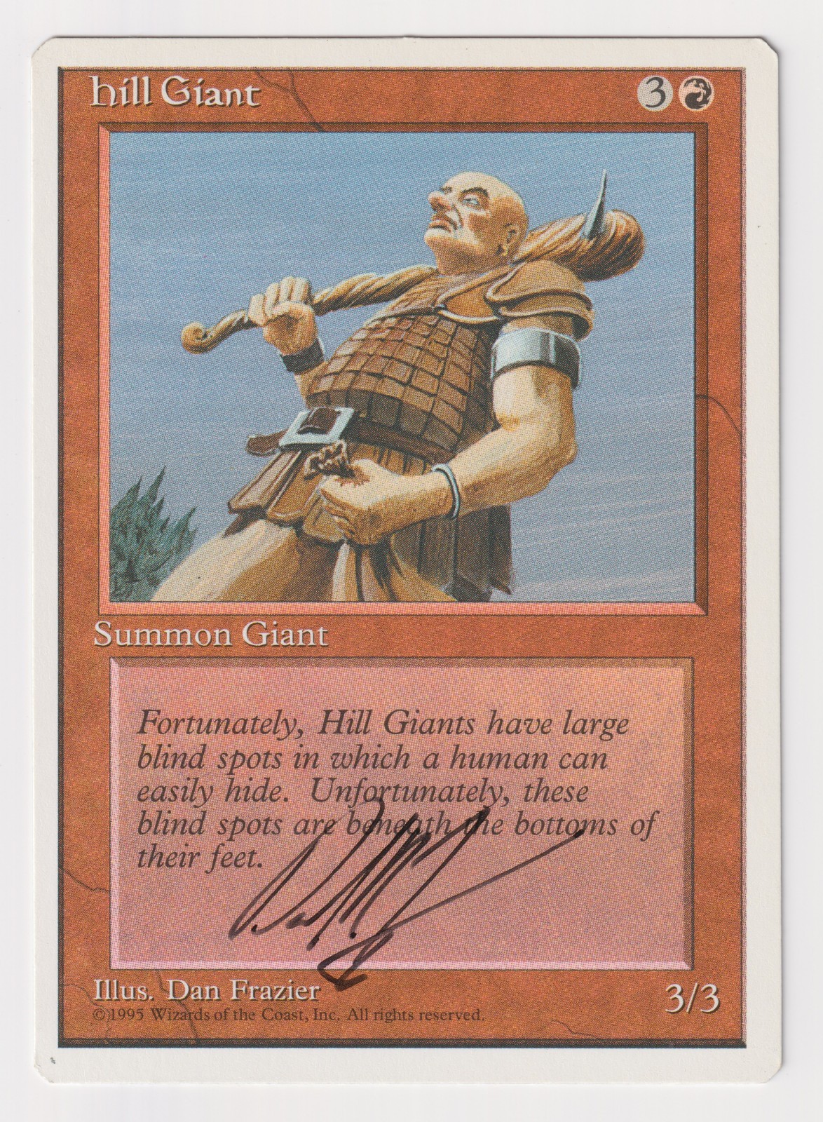 Signed Hill Giant LP 4th Edition Artist Dan Frazier 1995 WOTC MTG Magic Vintage!
