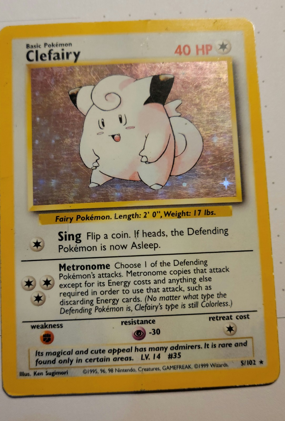 Clefairy 5/102 Base Set Holo Unlimited Hp