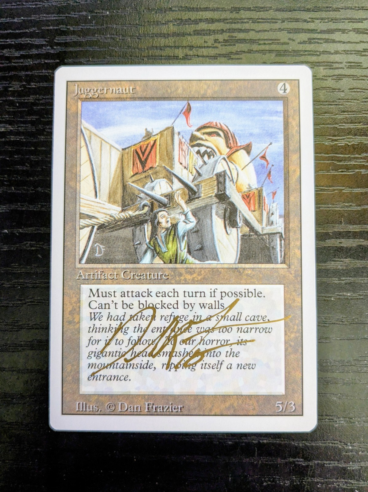 MTG REVISED Juggernaut SIGNED IN GOLD BY DAN FRAZIER