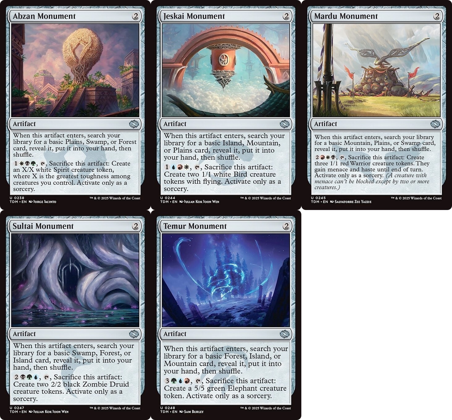 EDH Monument Set of 5 ~mtg Tarkir Dragonstorm Land Fetch Mardu Temur Jeskai