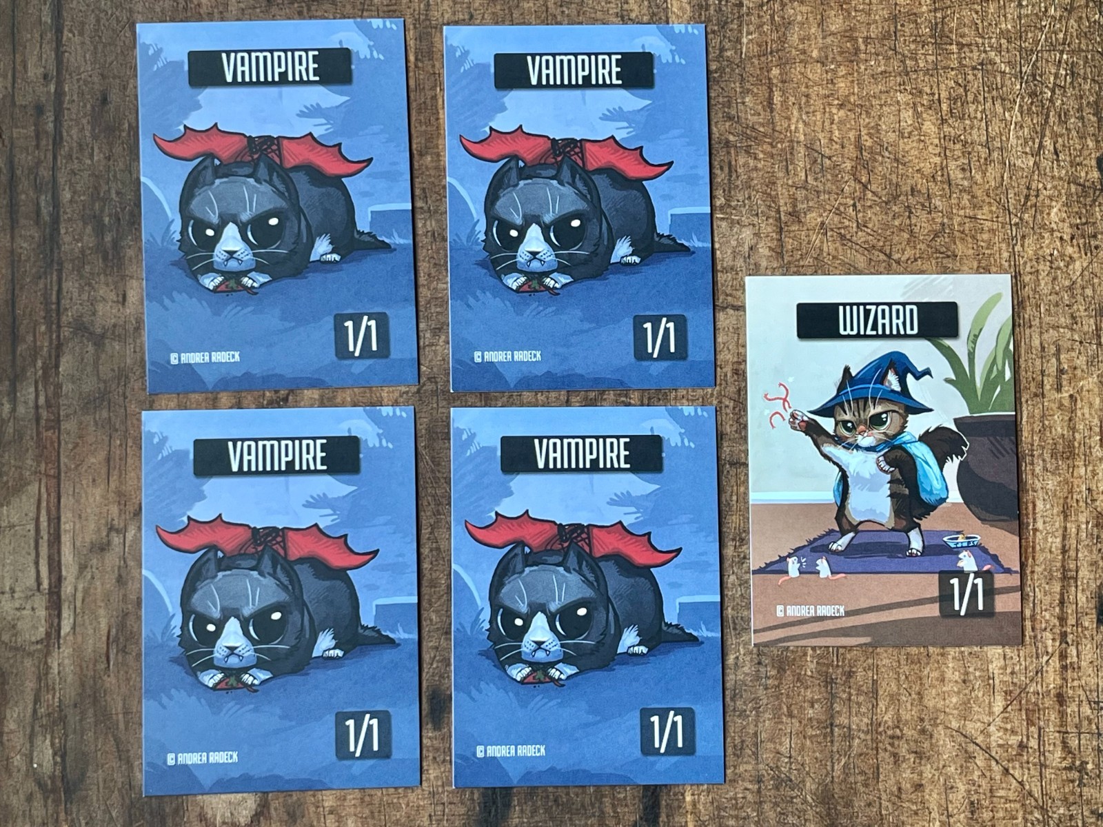 RARE MTG 4 Vampire &1 Wizard Tokens Designed by Artist Andrea Radeck, Free Ship