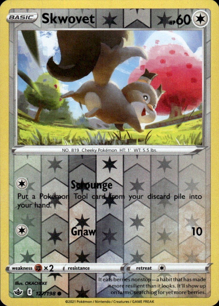 Skwovet 127/198 Common Chilling Reign Pokemon Reverse Holo Near Mint