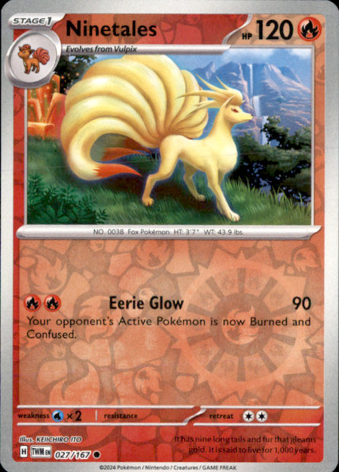 Ninetales Reverse Holo Common SV06: Twilight Masquerade 027/167 NM KEIICHIRO ITO