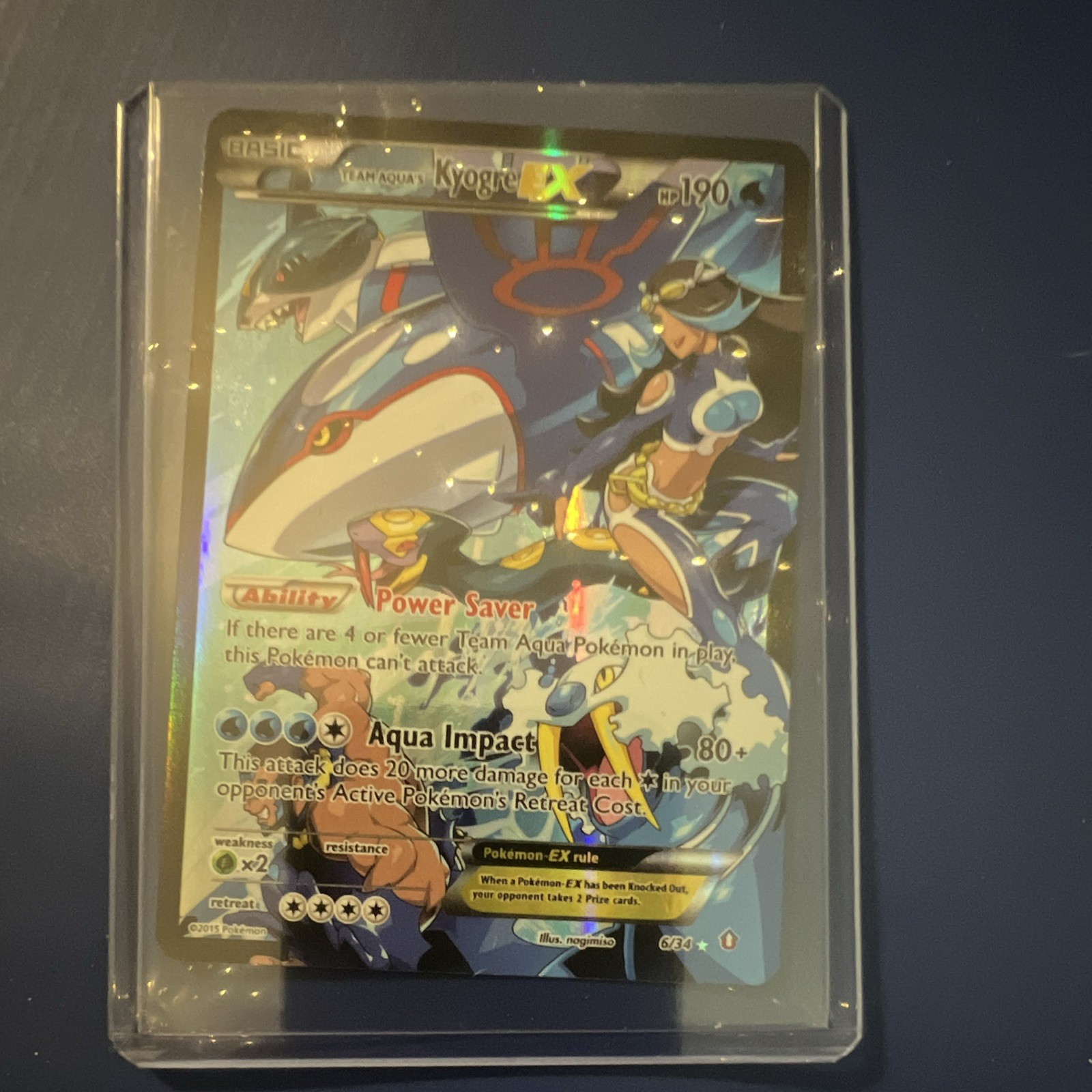 Team Aqua’s Kyogre EX 6/34 Double Crisis Holo Ultra Rare 190HP ENG