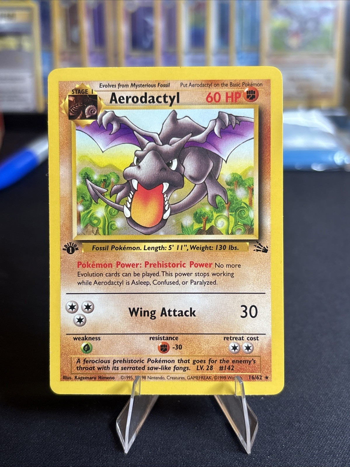 1999 Pokemon Fossil Aerodactyl 16/62 1st Edition Rare Non Holo Vintage