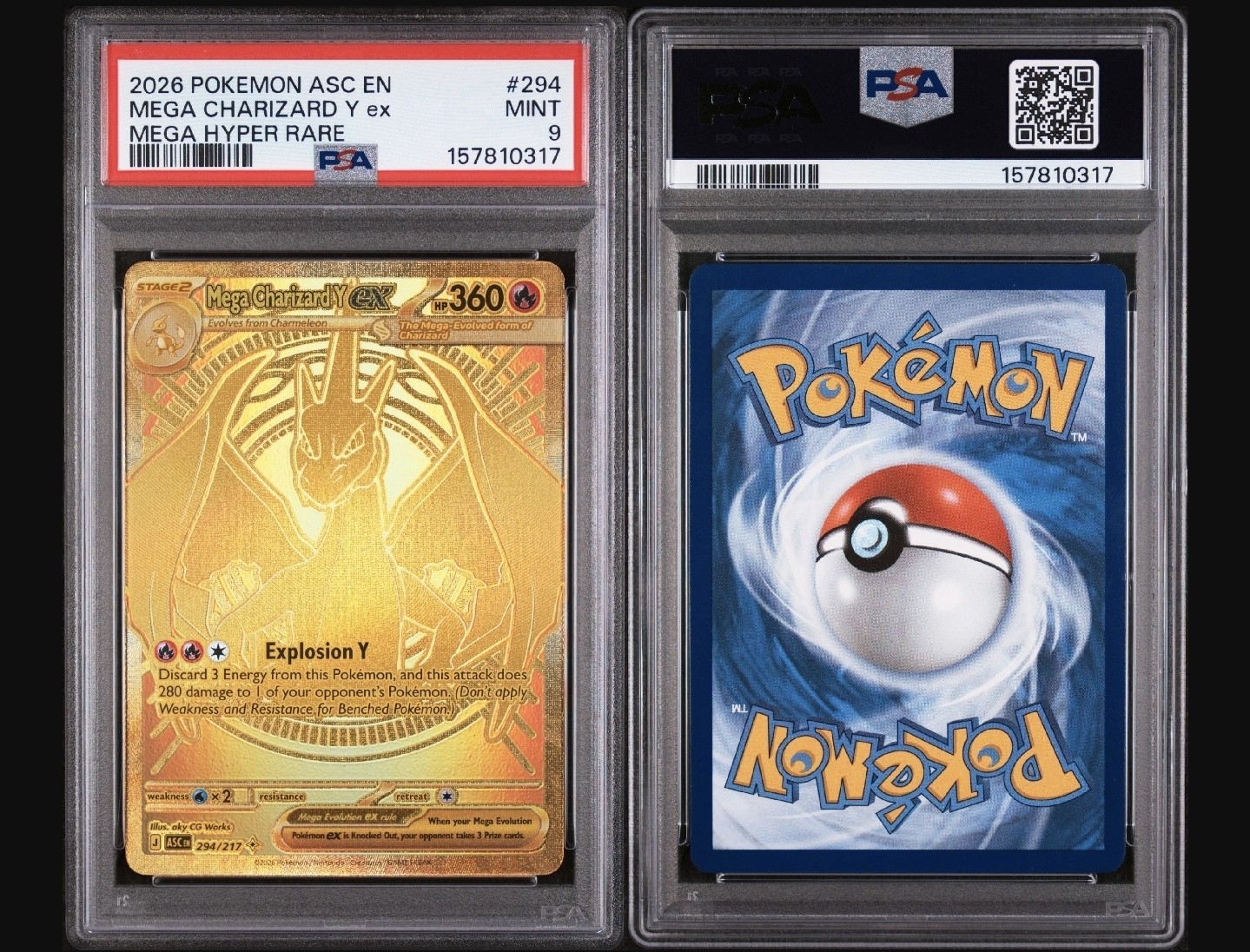 MEGA CHARIZARD Y EX Ascended Heroes Mega Hyper Rare #294 PSA 9 Pokemon