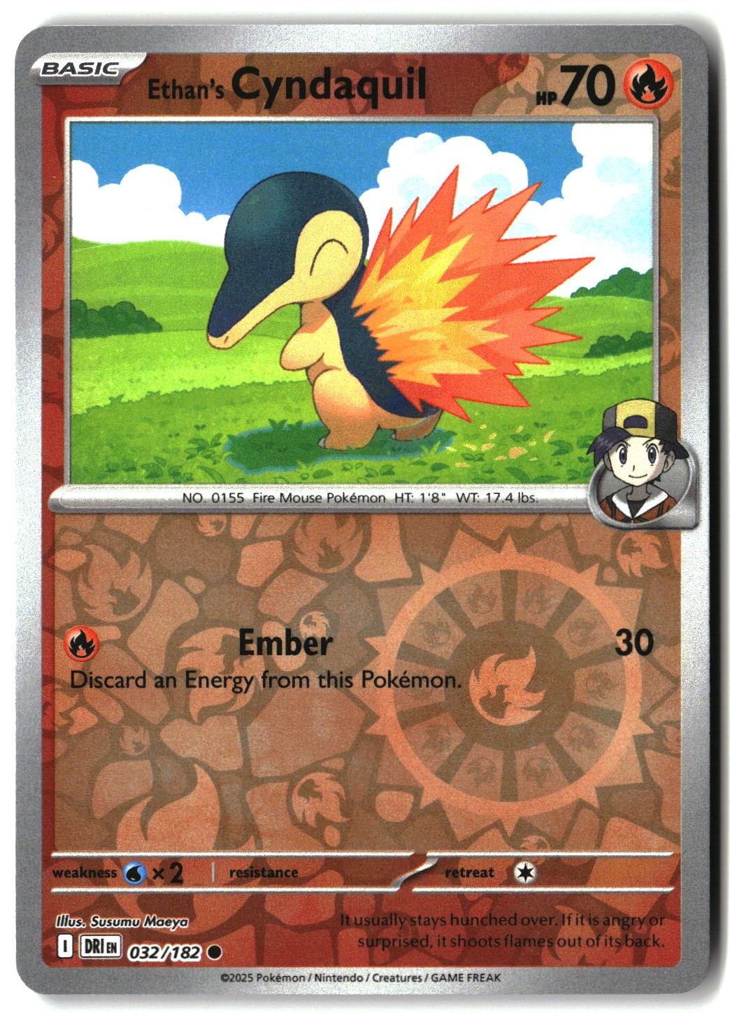 Ethan’s Cyndaquil 032/182 Common Destined Rivals Pokemon Reverse Holo Near Mint