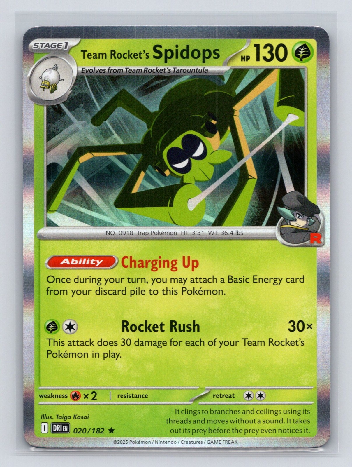 Team Rocket’s Spidops – 020/182 SV10: Destined Rivals Pokemon Holo NM