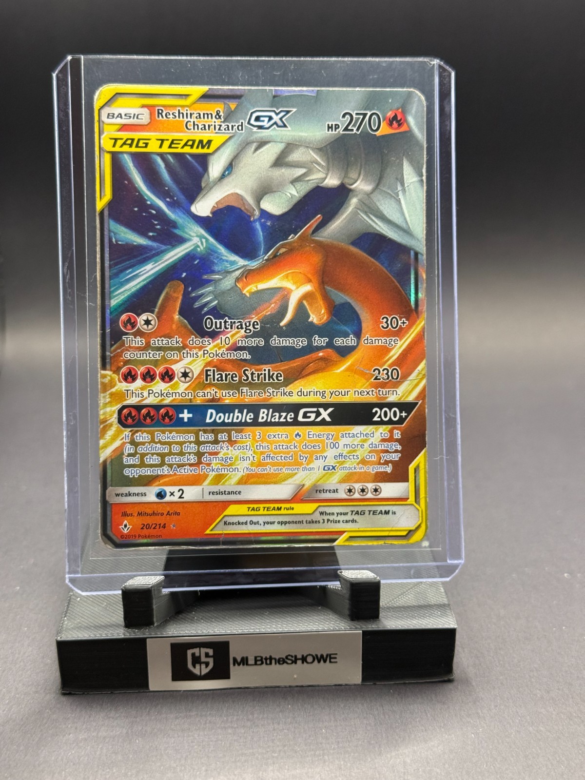Reshiram & Charizard GX Pokemon Unbroken Bonds 20 Damaged