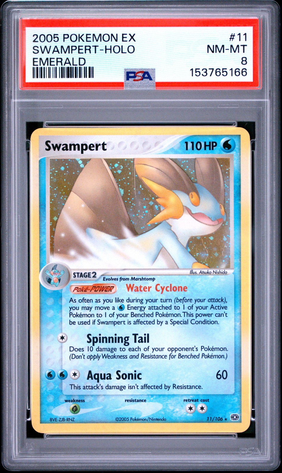 2005 POKEMON EX EMERALD #11 SWAMPERT-HOLO PSA 8