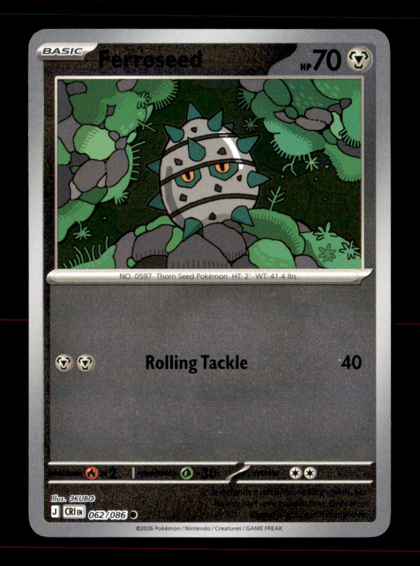 Ferroseed 062/086 Common Chaos Rising Pokemon Reverse Holo Near Mint