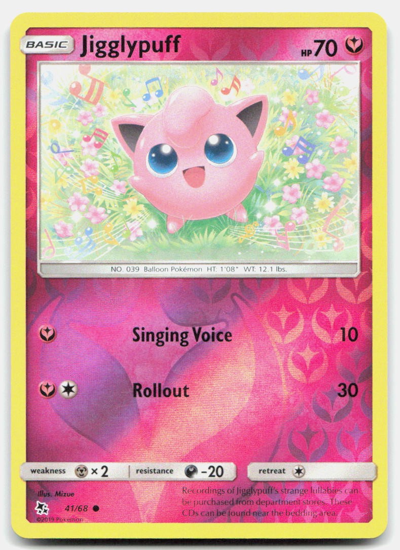 Hidden Fates Jigglypuff 41/68 NM Pokemon Reverse Holo Common Tcg Card