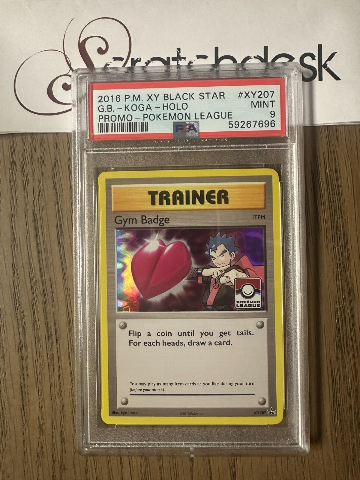 PSA 9 – KOGA GYM BADGE XY207 – POKEMON LEAGUE – Foil Black Star Promo