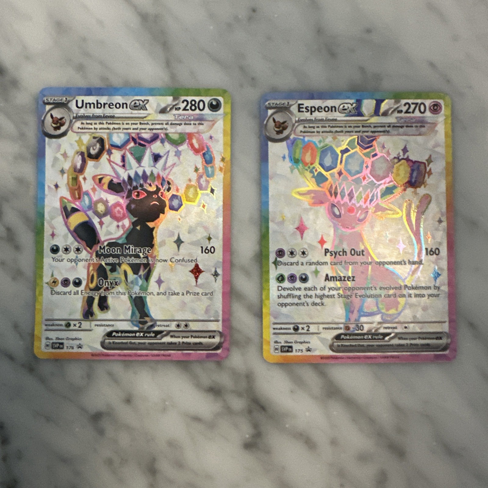 Pokémon TCG – Umbreon ex 176 & Espeon ex 175 Prismatic Evolutions Ultra Rare NM