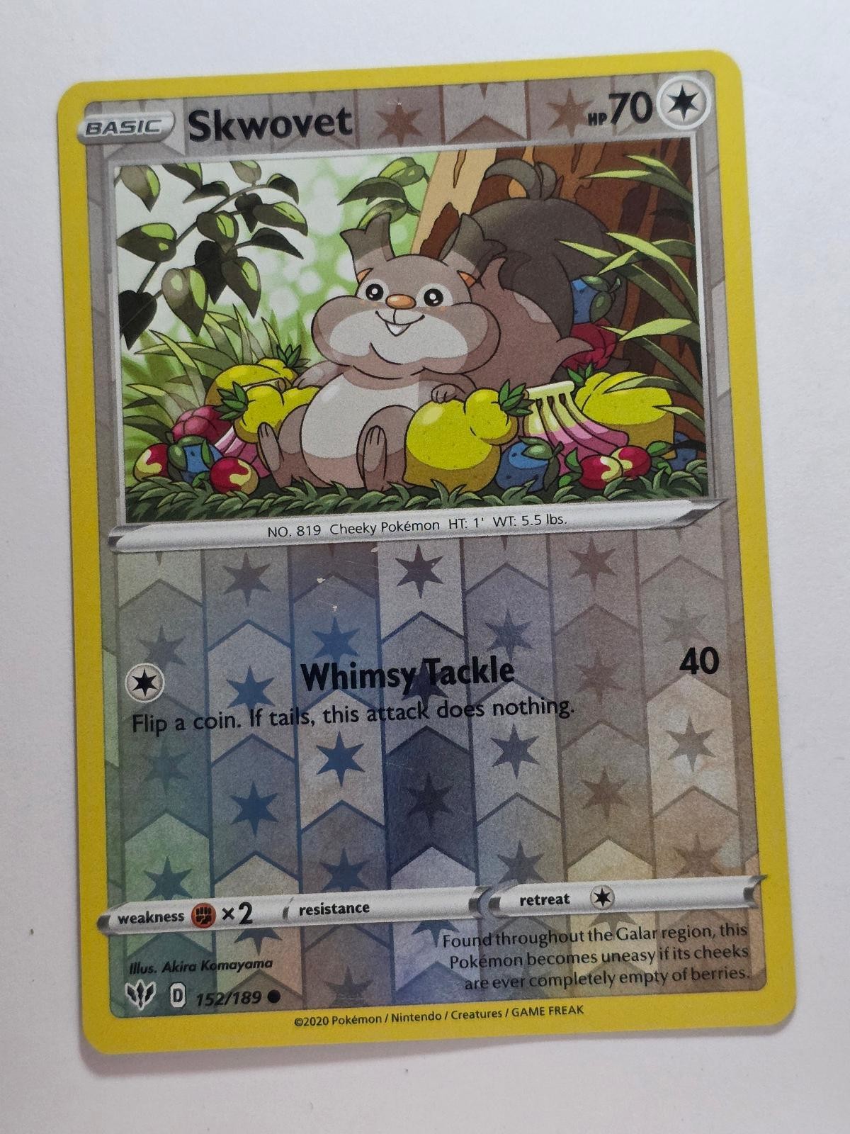 SKWOVET 152/189 COMMON DARKNESS ABLAZE REVERSE HOLO NM/M POKEMON