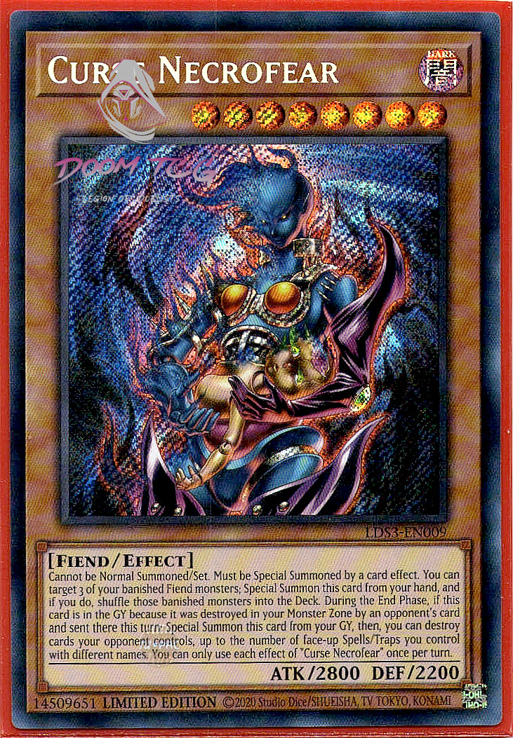 Yugioh! Curse Necrofear LDS3-EN009 (SCR) 1st Ed “Destiny Board Support”