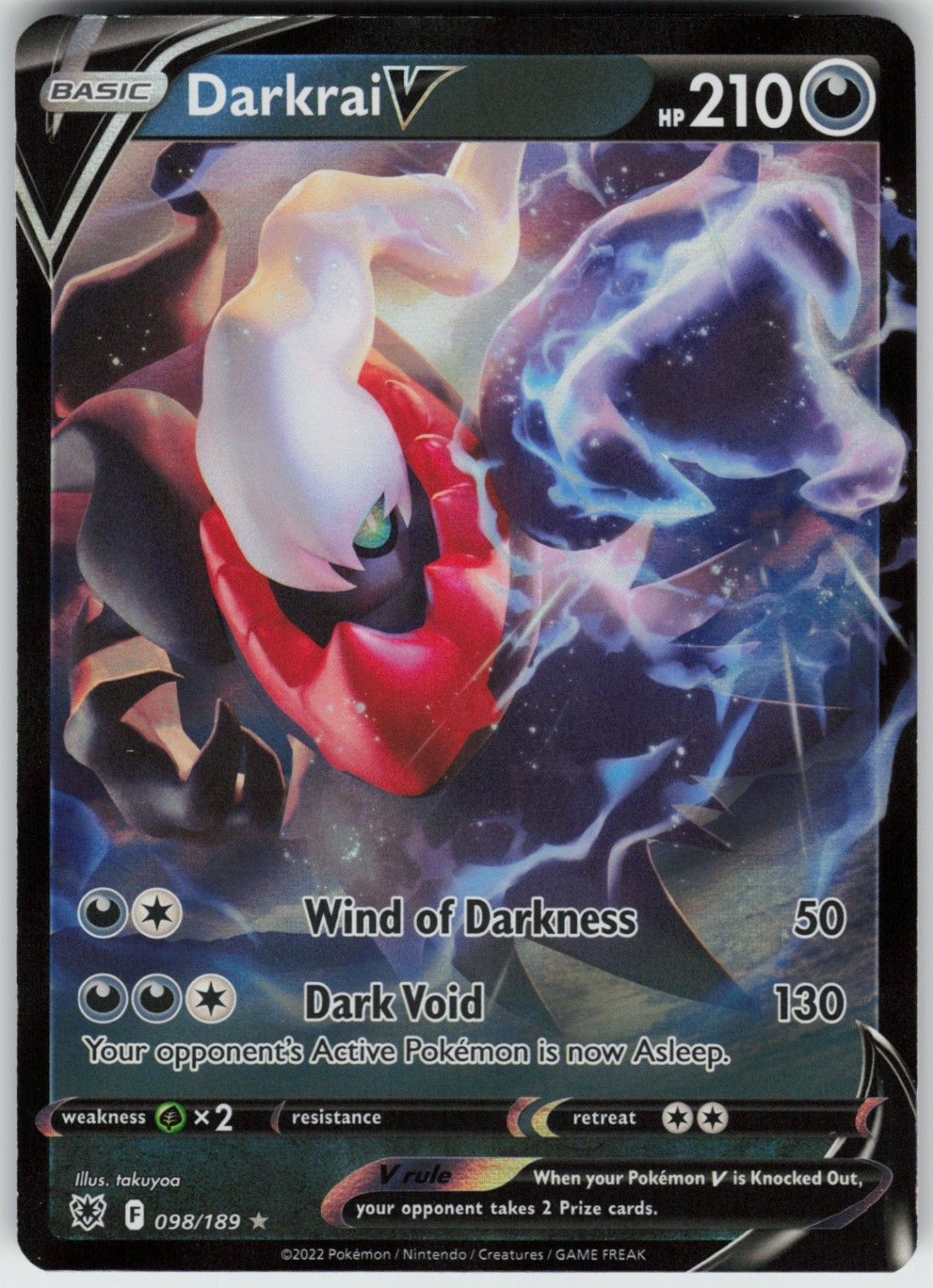 Foil Darkrai V 098/189 SWSH10: Astral Radiance Ultra Rare NM