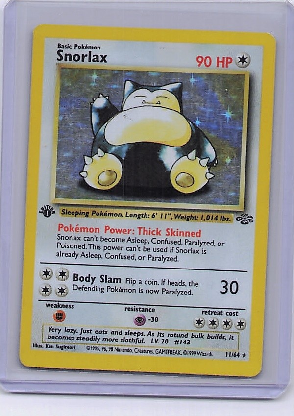 Snorlax 11/64 Rare Jungle Pokemon 1st Edition Holo Heavily Played
