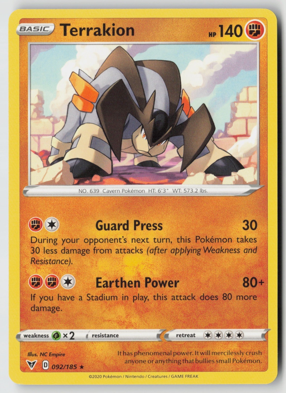 Terrakion SWSH04 092/185 NM NC Empire