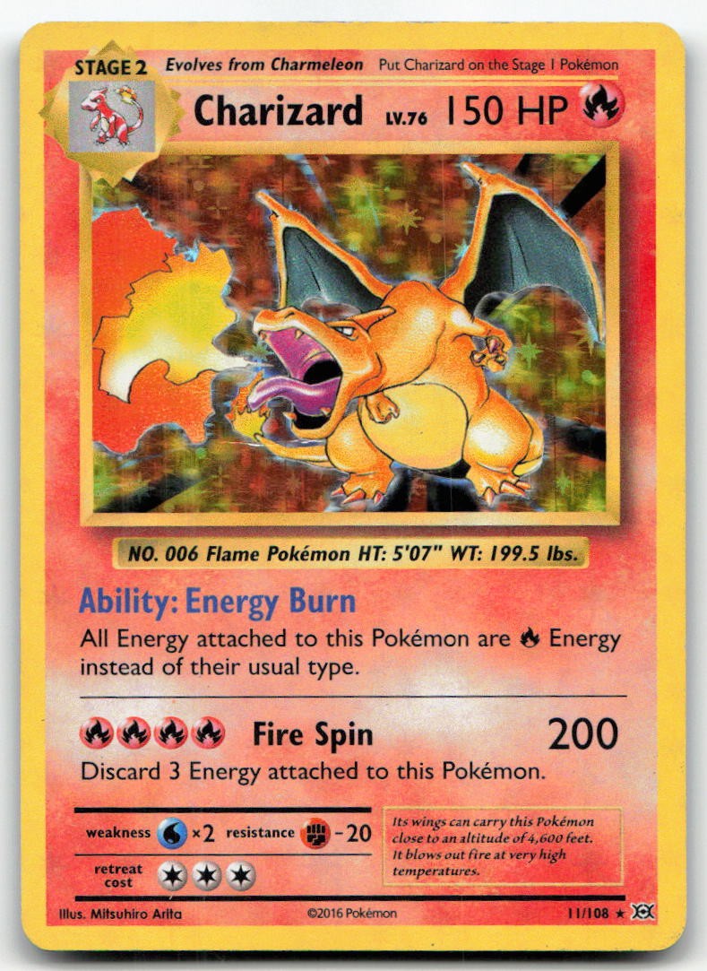 Charizard 11/108 Holo Rare Evolutions Pokemon Moderately Played