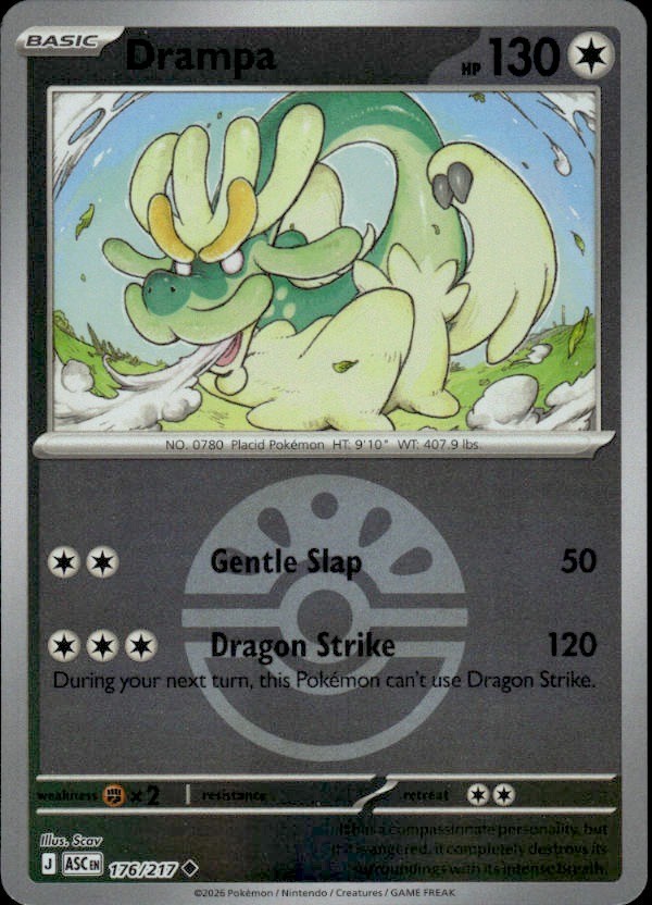 DRAMPA (FRIEND BALL) 176/217 ASCENDED HEROES UC POKEMON REVERSE HOLO SCAV