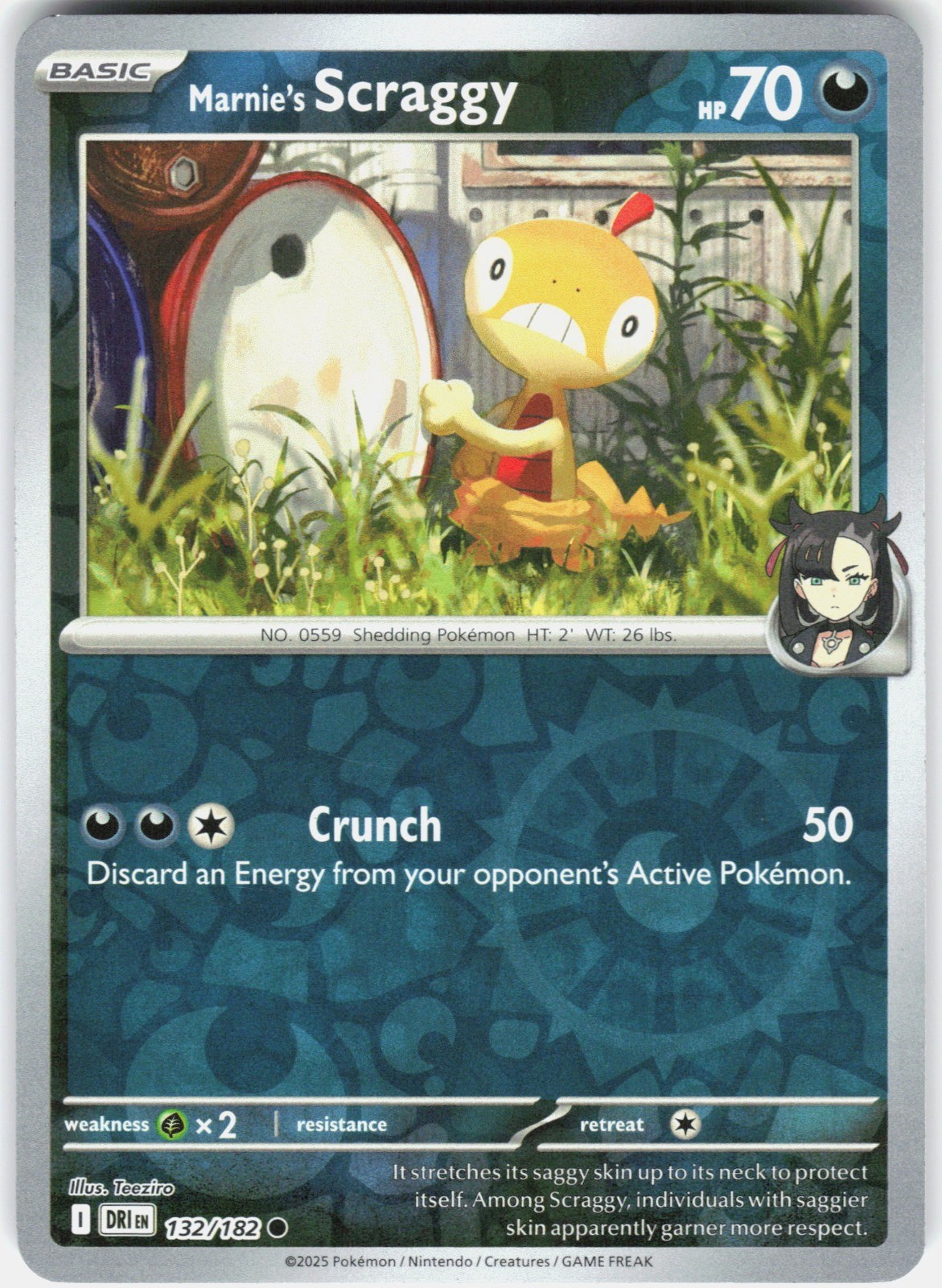 Marnie’s Scraggy Reverse Holo SV10: Destined Rivals 132/182 NM PLANETA Mochizuki