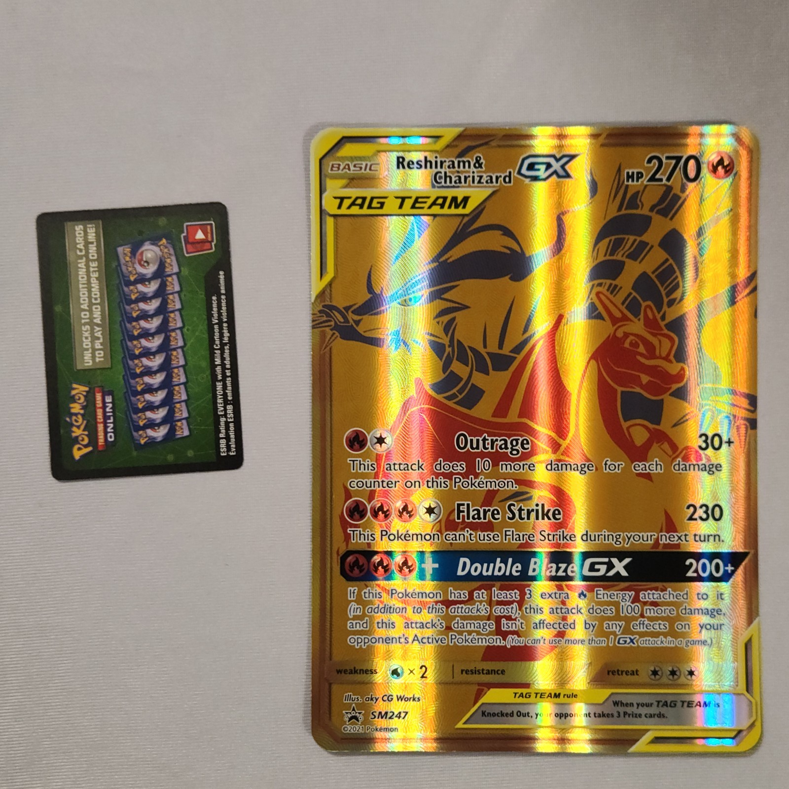 2021 Pokemon TCG Reshiram & Charizard GX Tag Team SM248 Oversized Excellent-NM/M