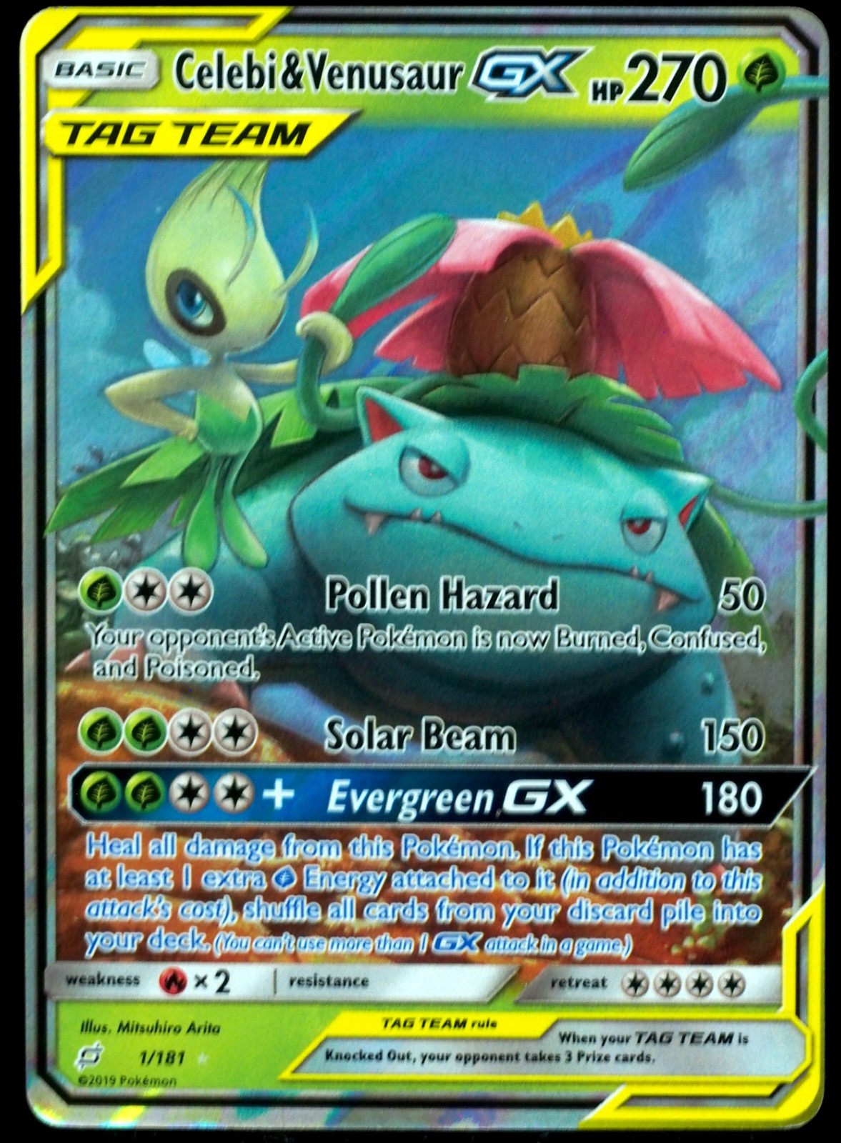 Celebi & Venusaur GX #1/181 NM/M Team Up Pokemon Card