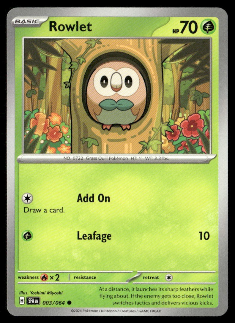 Rowlet Shrouded Fable 003/064 Common Pokemon Near Mint