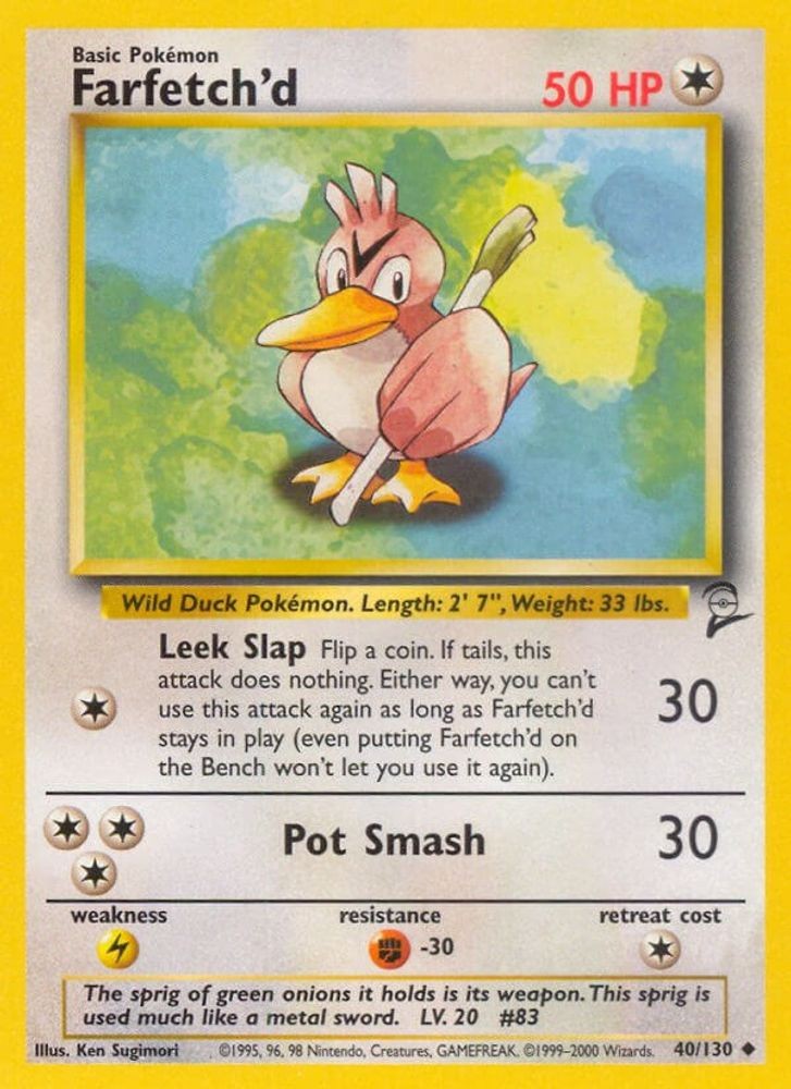 2000 Pokemon: Base Set 2 – Farfetchd (#040/130, Uncommon, Lightly Played)