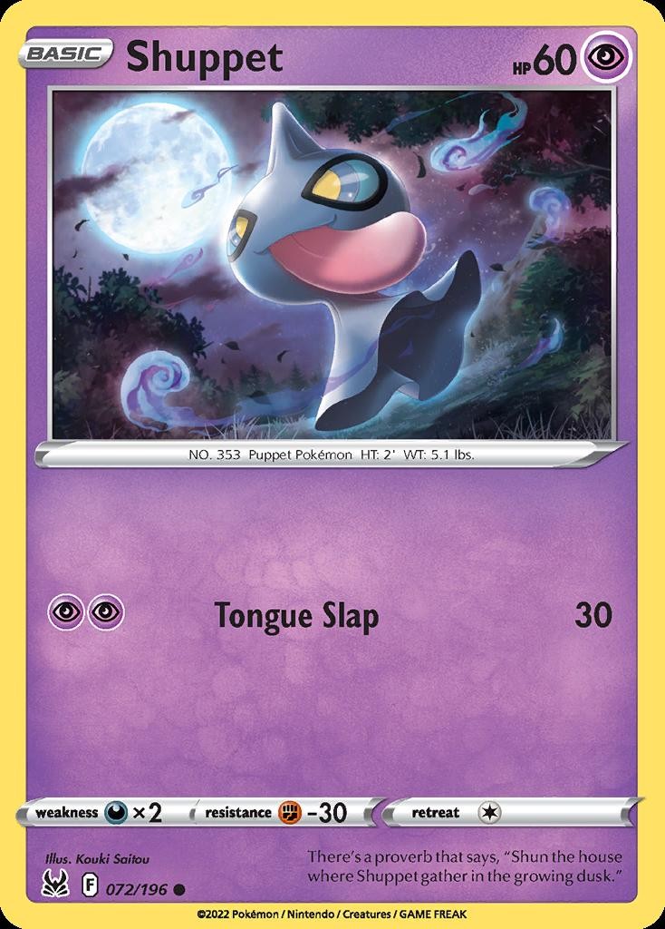 Pokemon Shuppet (72/258) Lost Origin LP REVERSE HOLO