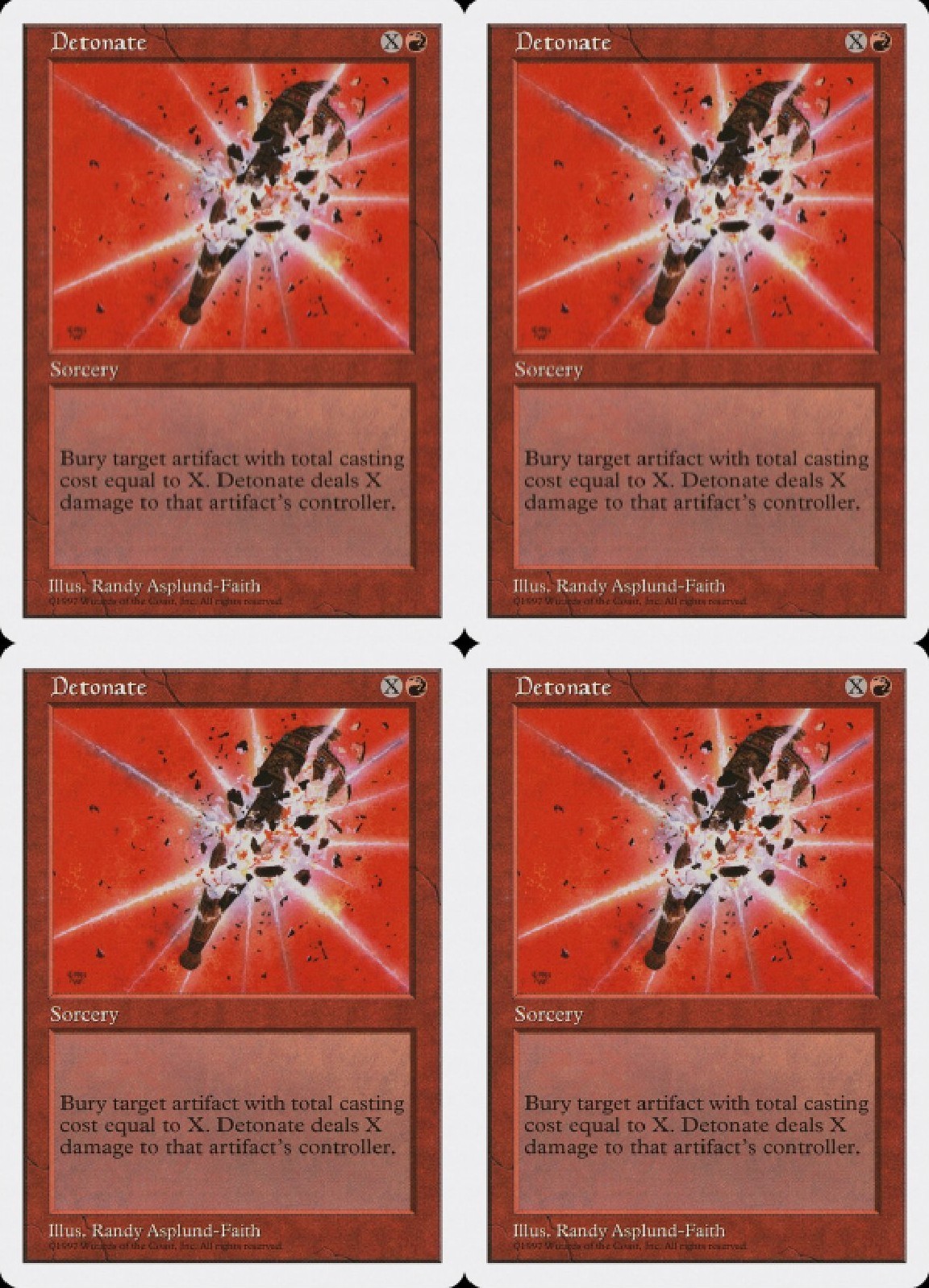 MTG Detonate x4 5th Fifth Edition Uncommon NM/LP Playset
