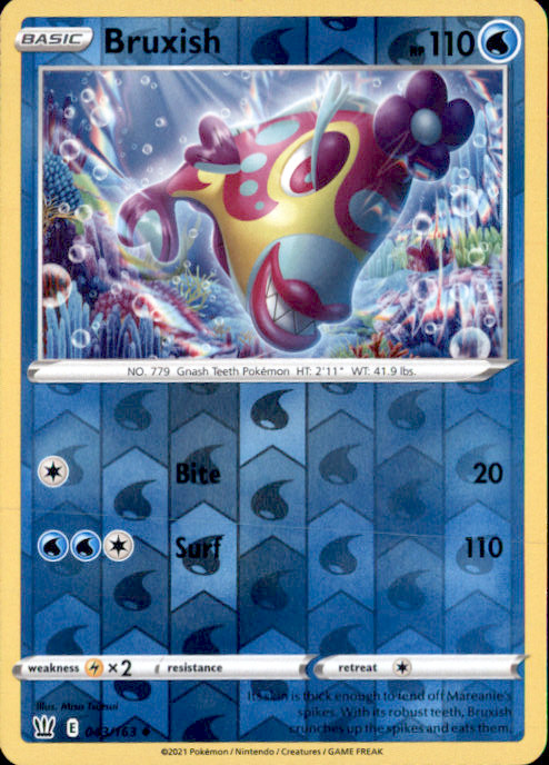 Bruxish Reverse Holo Uncommon SWSH05: Battle Styles 043/163 NM Misa Tsutsui 2021