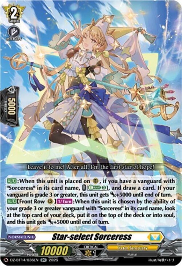 x1 Star-select Sorceress – DZ-BT14/036EN – RR CFV M/NM