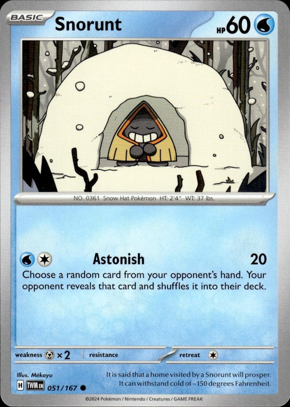 Snorunt 051/167 Twilight Masquerade C NM Mekayu Pokemon