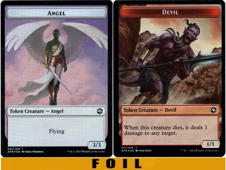 ANGEL \ DEVIL TOKEN ** FOIL ** #01/11 – Forgotten Realms – NM MTG