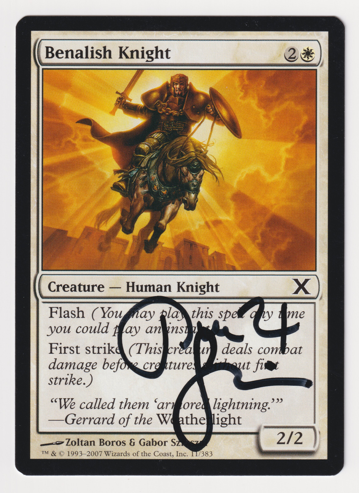 Signed Benalish Knight MP 10th Edition Artists Zoltan Boros & Gabor Szikszai MTG