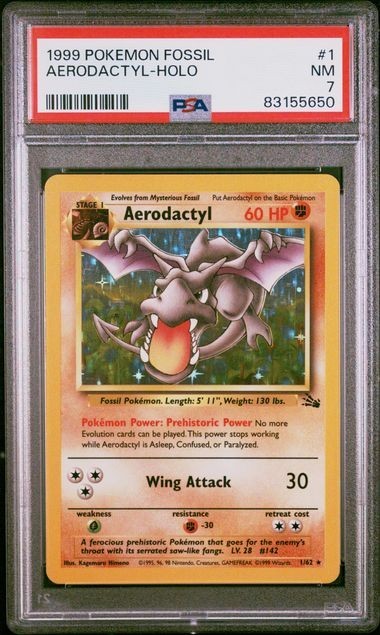 Pokemon Fossil Aerodactyl Holo 1/62 PSA 7