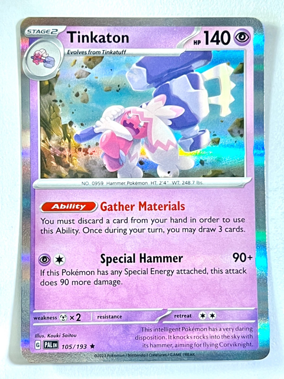 Tinkaton 105/193 Holo Rare Paldea Evolved – SV02 Pokemon TCG – Near Mint NM
