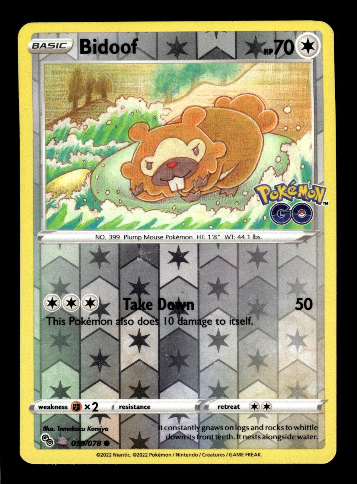 Bidoof (Peelable Ditto) 059/078 Holo Common Pokemon GO Pokemon Reverse Holo LP