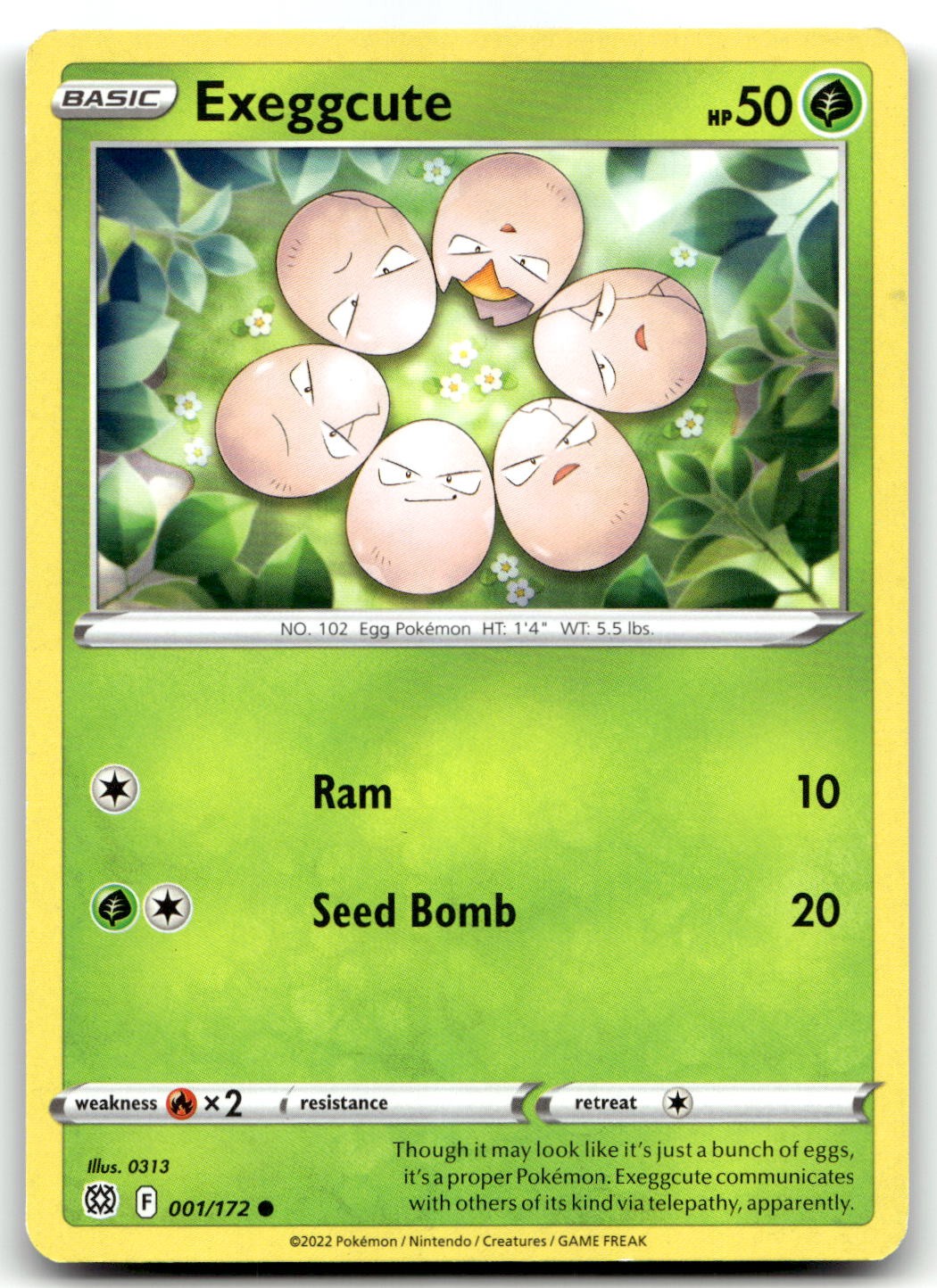 Exeggcute 001/172 SWSH09: Brilliant Stars Common Normal Pokemon TCG LP