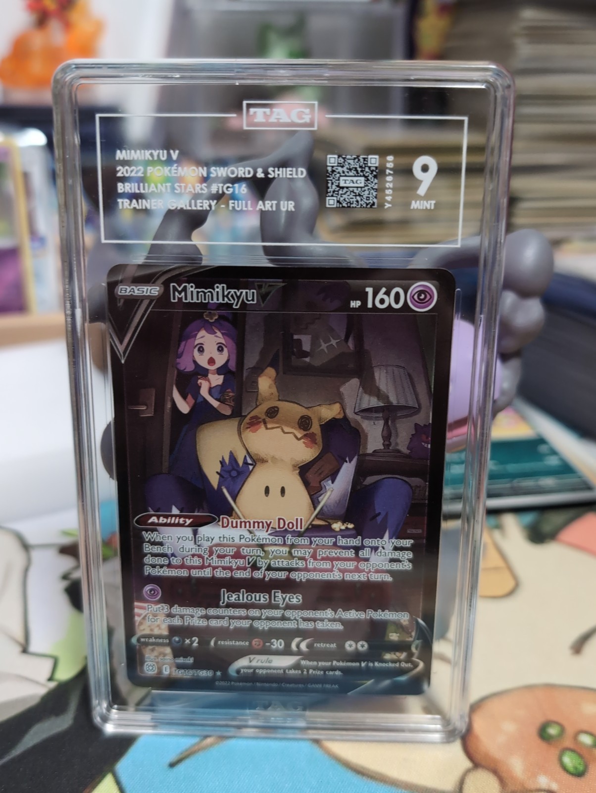 TAG 9 GEM MINT Mimikyu V TG16/TG30 Swsh09: Brilliant Stars Trainer Gallery Holo