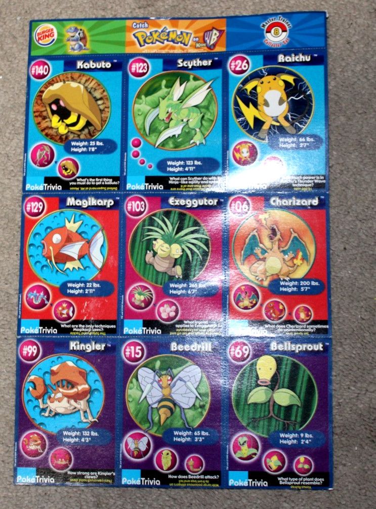 Pokemon The First Movie Uncut Sheet #8 Collector Set – Burger King CHARIZARD!