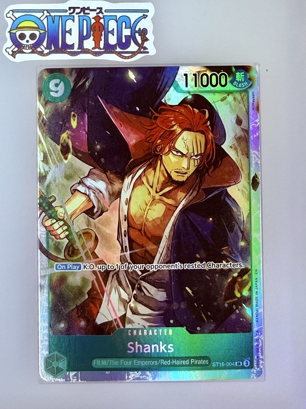 One Piece Card Game🏴‍☠️COLOR: GREEN ST16-004 SHANKS SR FOIL NM ENGLISH