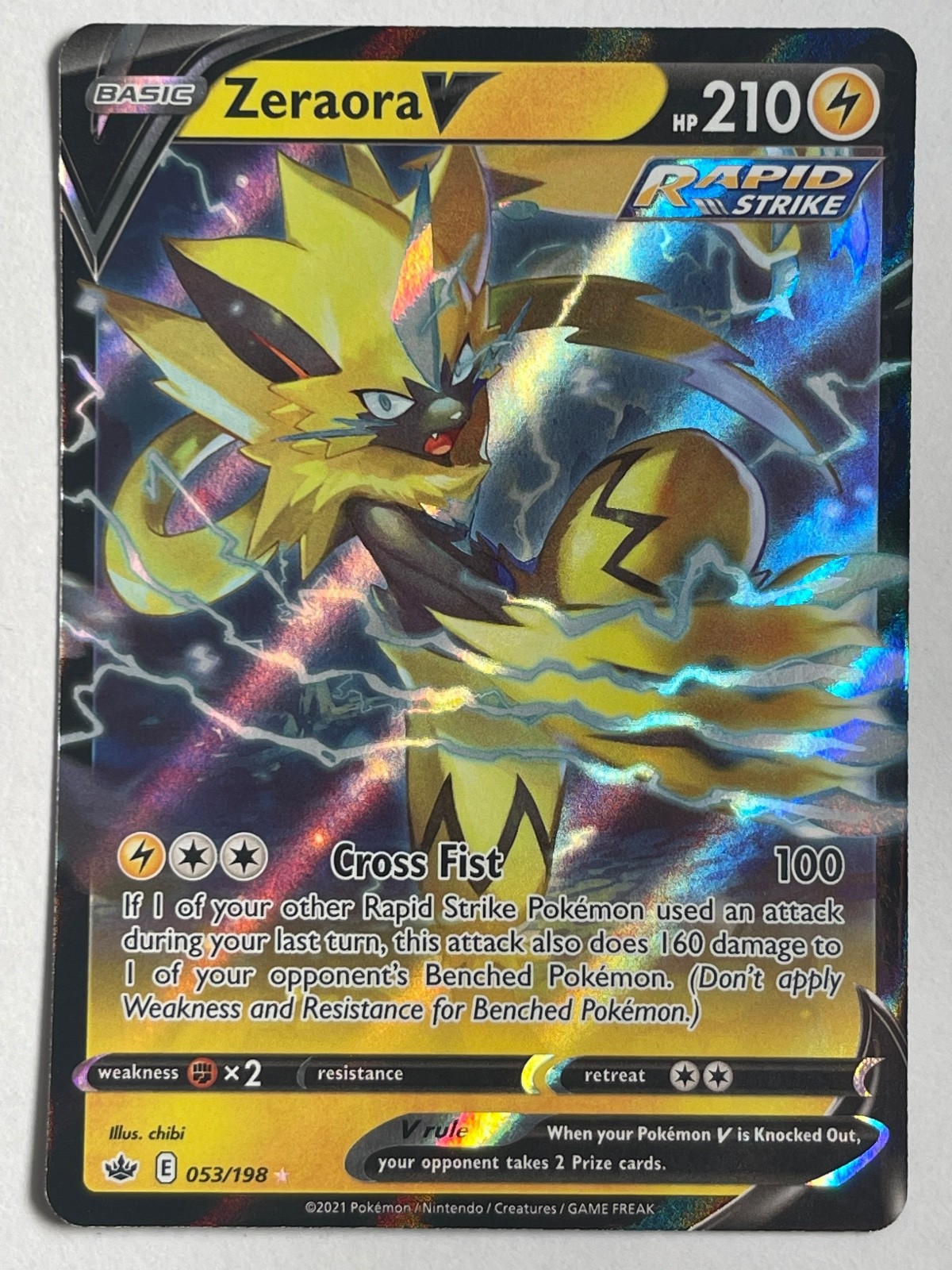 Zeraora V Holo Ultra Rare SWSH06: Chilling Reign 053/198 NM