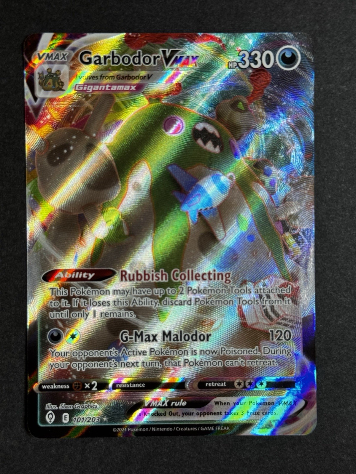 Garbodor VMAX 101/203 Evolving Skies Ultra Rare Pokemon TCG NM/MINT