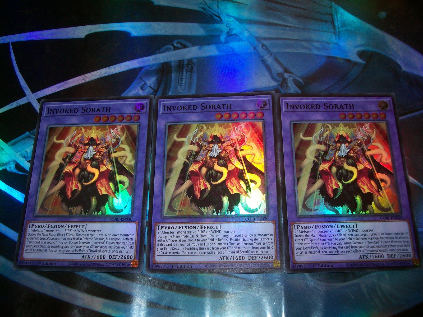 3x Invoked Sorath 1st Edition Super Rare CORI-EN030 Yu-Gi-Oh!